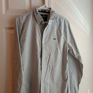 Hollister Men's Casual Striped Shirt - Gray